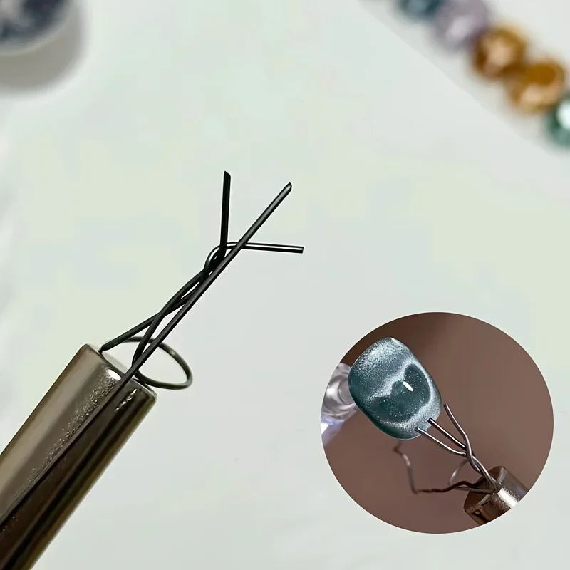 6Pcs Cat Eye Nail Magnet Set-Flexible Iron Wire for Heart & Ingot Shapes Perfect Nail Art Tool