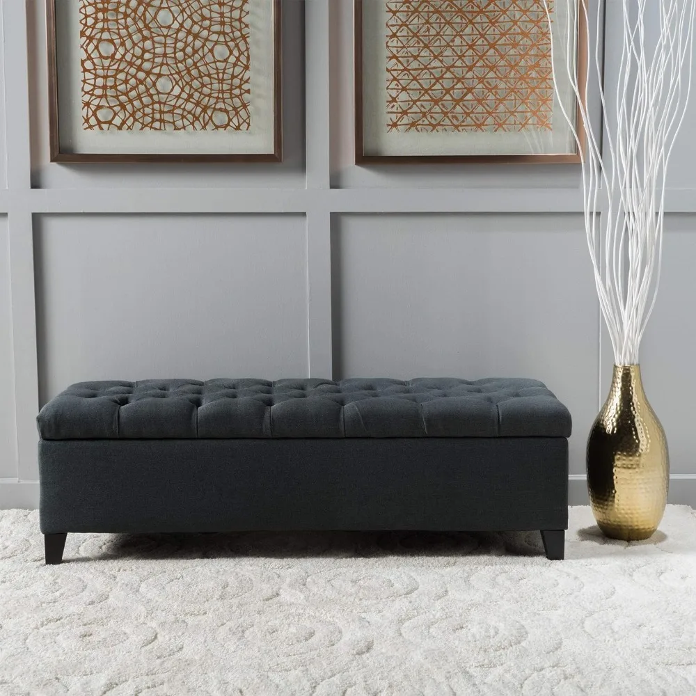 

Fabric Storage Ottoman, Dark Grey Dimensions: 17.50”D x 51.00”W x 17.00”H，With a minimalistic yet refined structure