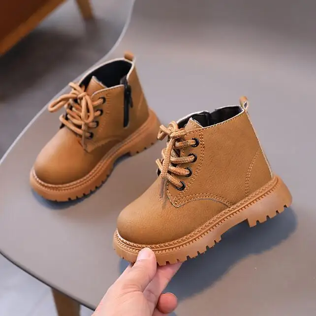 

Children Leather Boots Girls Fashion Autumn Winter New Casual Short Snow Boots Warm Kids Versatile Anti-slip Cotton Boots