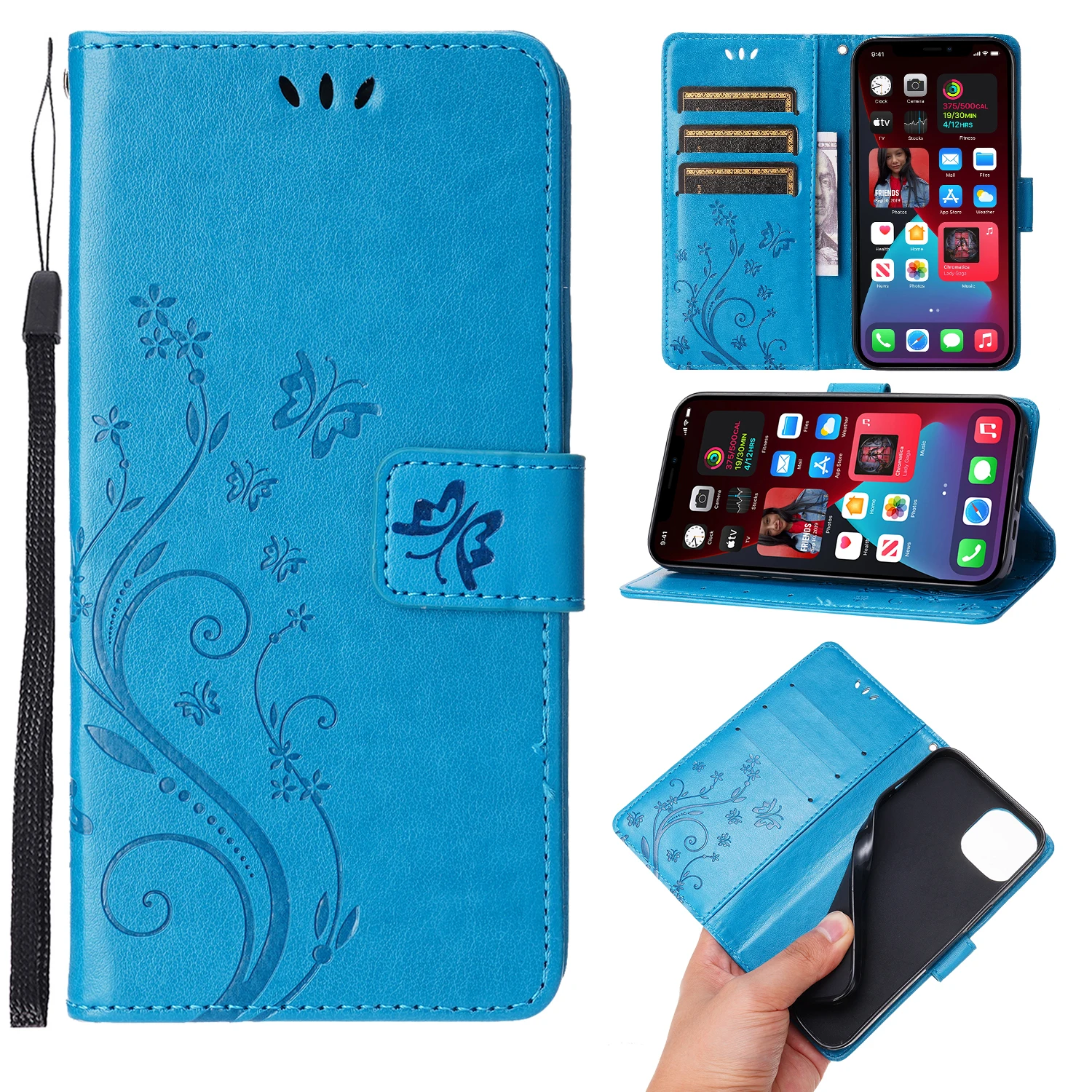 Small Butterfly Embossed PU Leather Phone Case