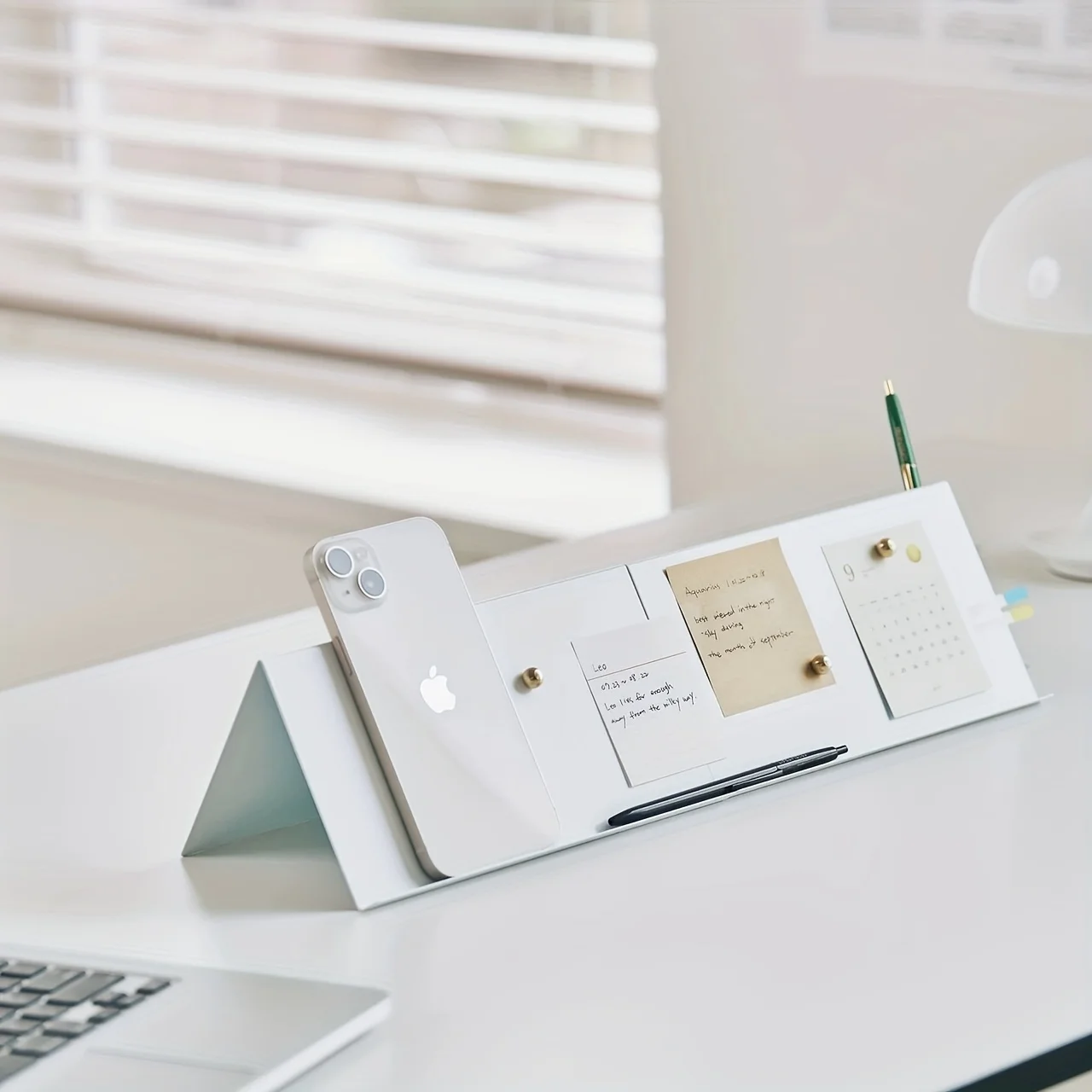 Portable Freestanding White Display Board with Integrated Message Board and Pen Holder
