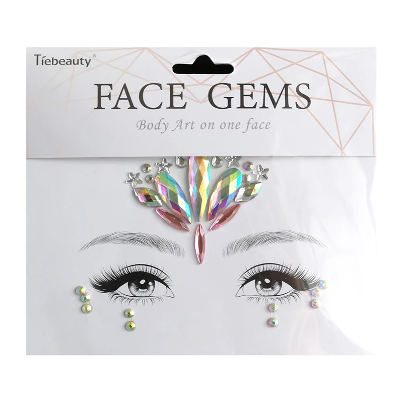 Face Jewels Tattoo Shiny Rhinestones Eyebrow Stickers 3D Diamond