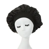Women Night Sleep Hair Caps Silky Bonnet Satin Double Layer Adjust Head Cover Hat For Curly Springy Hair Styling Accessories 1