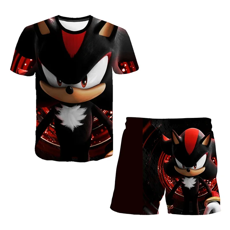 thumbnail image 1 of Traje de camiseta Sonic 4-14T Traje de verano para niños y niñas con estampado 3D de Sonic Traje de patrón de camisetas de manga corta para niños, 1 of 5
