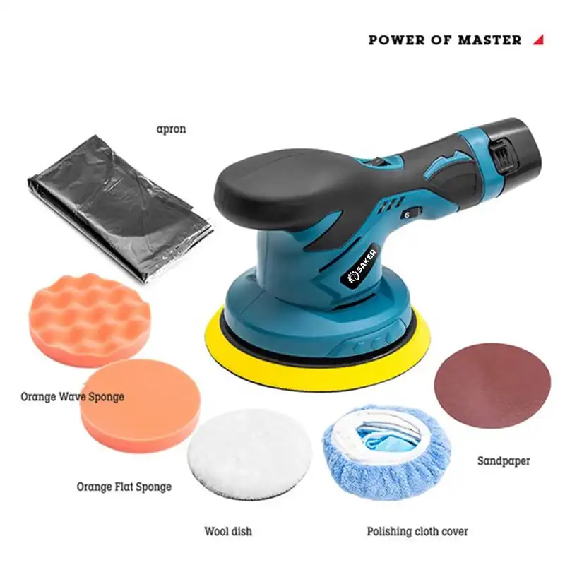 SAKER Cordless Car Buffer Polisher - 6 Inch Portable Polishing Waxer  Machine Kit for Car Detailing, with 1PC 12V 2000mAh Battery, Ext