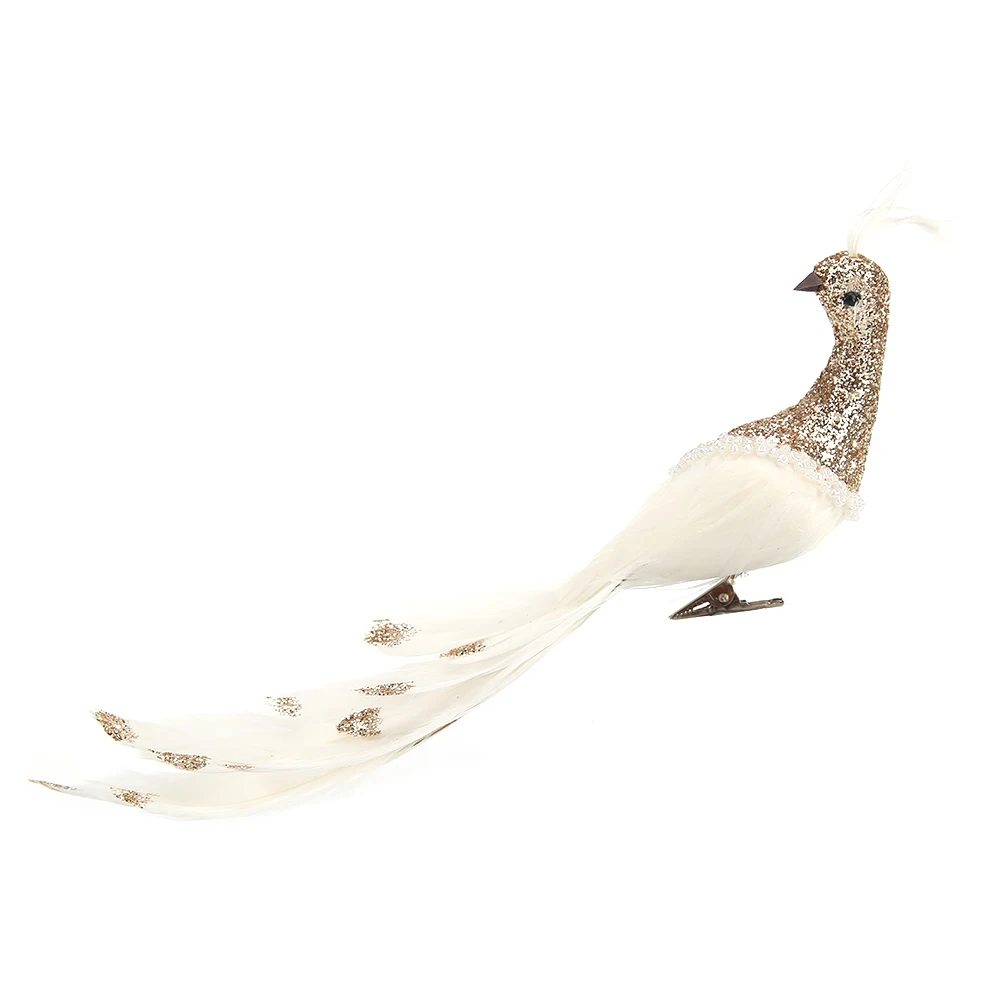 Glitter Simulation Peafowl Model Artificial Feathers Bird Home Garden Decoration