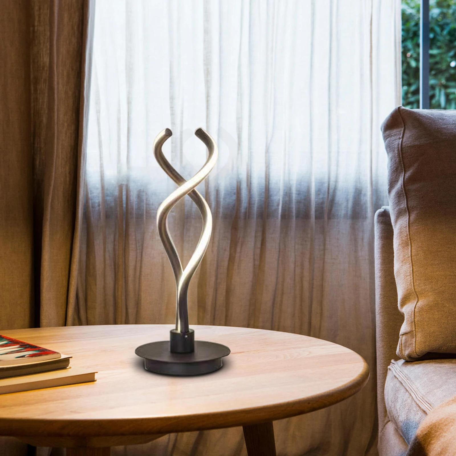 

Modern LED Spiral Table Lamp Bedside Desk Light Bedroom Decor Curved Desk Lights Black