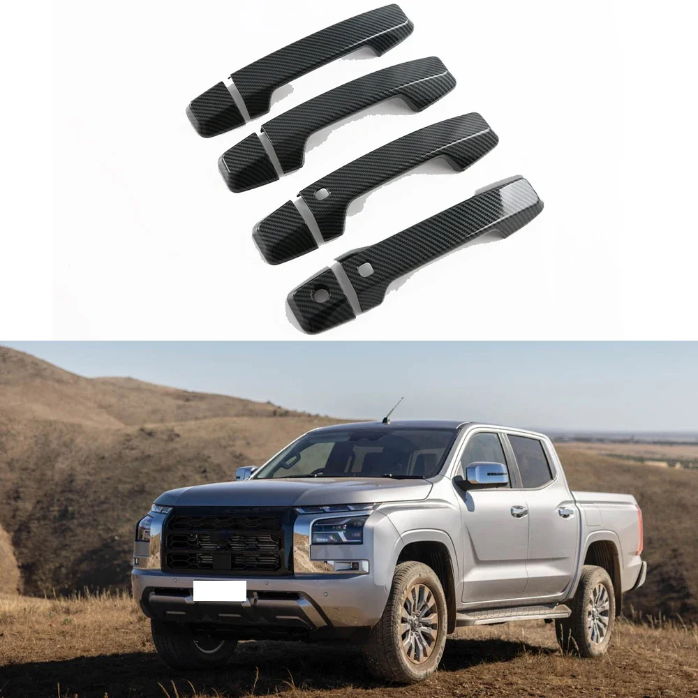 

Carbon Fiber For Mitsubishi Triton L200 2024 Car External Protective Stickers Door Handle Trim Accessories 2023