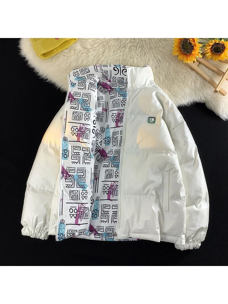 

2022 New Korean Thickened Double Sided Women's Winter White Coat Puffer Jacket Loose Casual Down Jackets Warm Outerwear Oversize