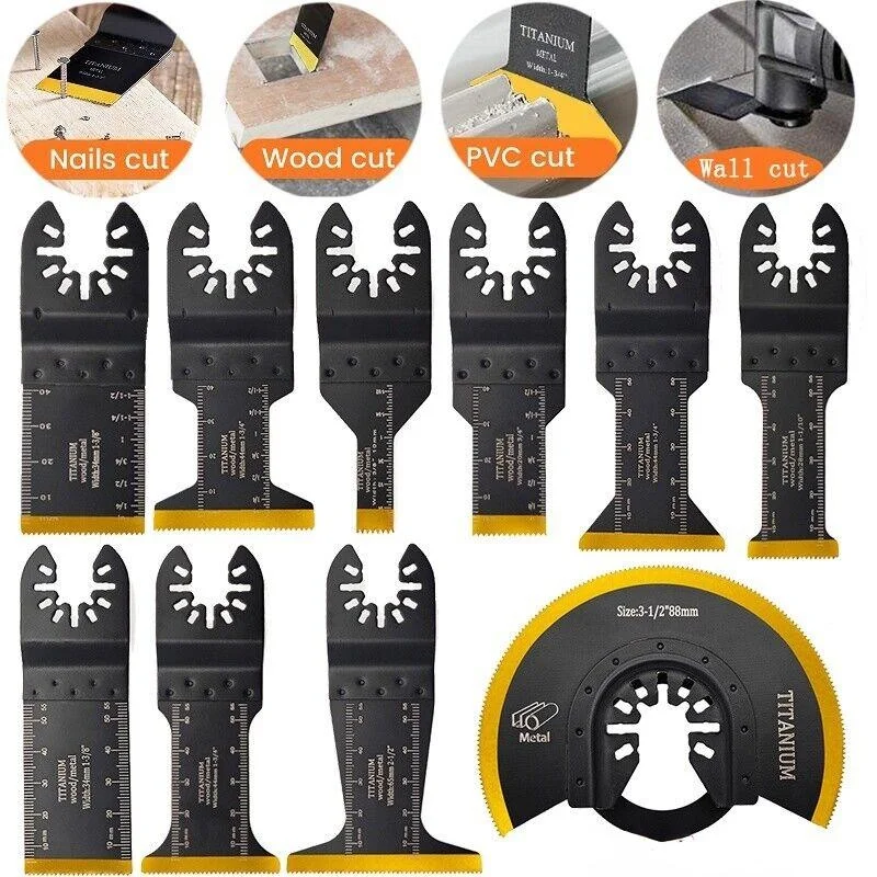 24/18/12/8PCS Titanium Oscillating Blades Multitool Oscillating Saw Blades Tools Accessories for Wood Hard Material Metal