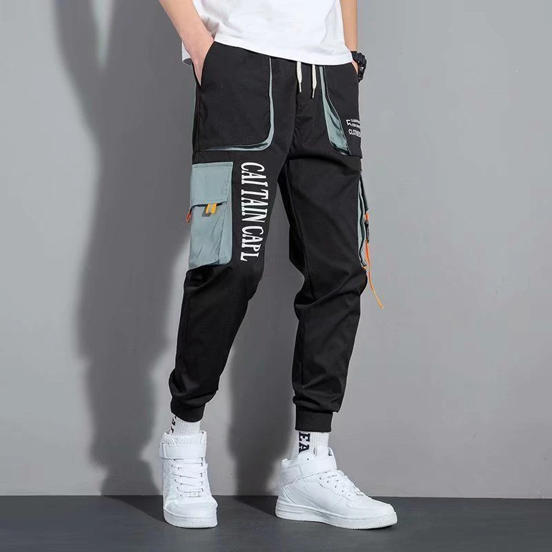 

Trousers Man Summer Multipockets Cargo Pants for Men Khaki Stacked Multi Pocket Clothing Slacks Harajuku Baggy Street Fashion