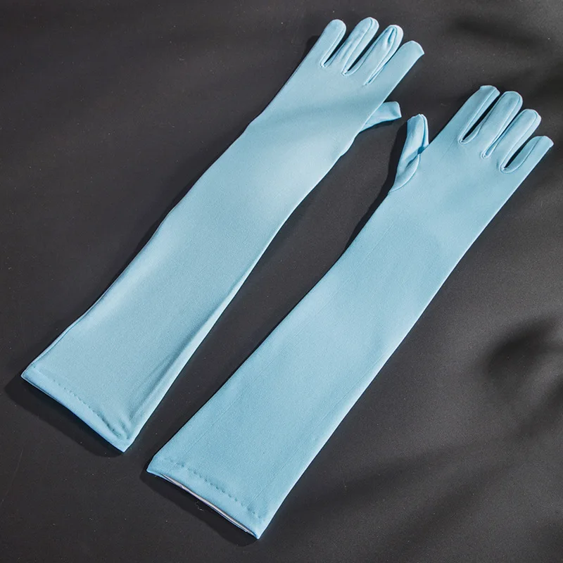 Women Long Spandex Multicolor Solid Retro Cosplay Stage Performance High Stretch Breathable Gloves Drive Cycling cosplay gloves costume gloves