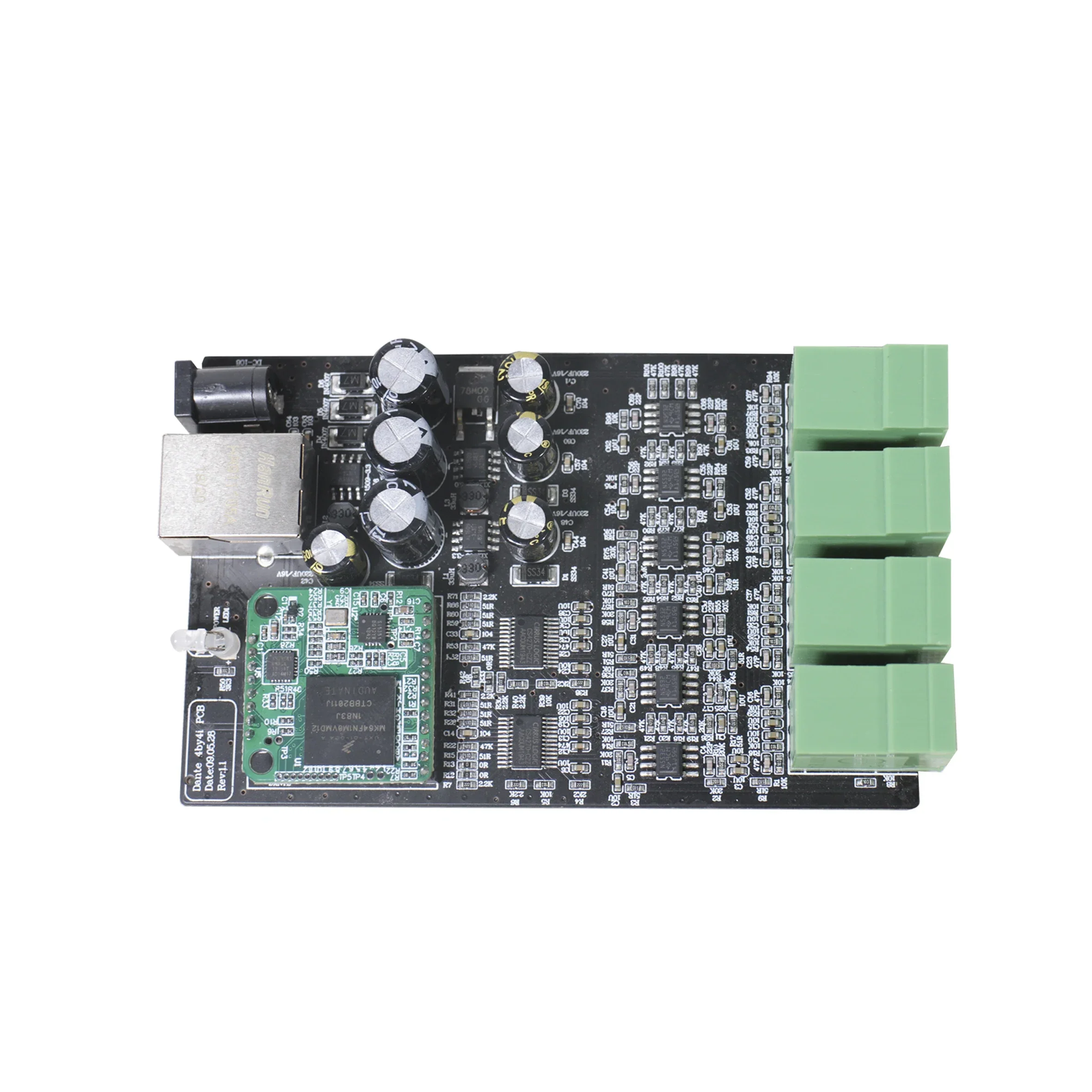

Dante 4 In 4 Out PCB Board Ideal audio interface to increase the number of microphones or AUX inputs