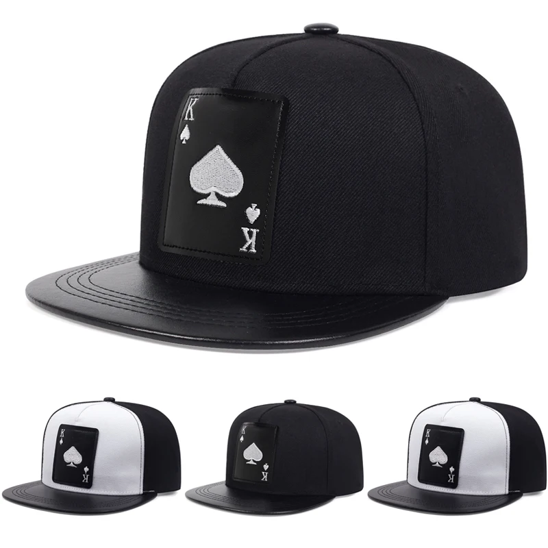 2026 Fashion New Flat Edge Hat Poker Spades A Spades K Street Dance Hip Hop Hat Outdoor Leisure Sports Sunshade Hat Baseball Hat