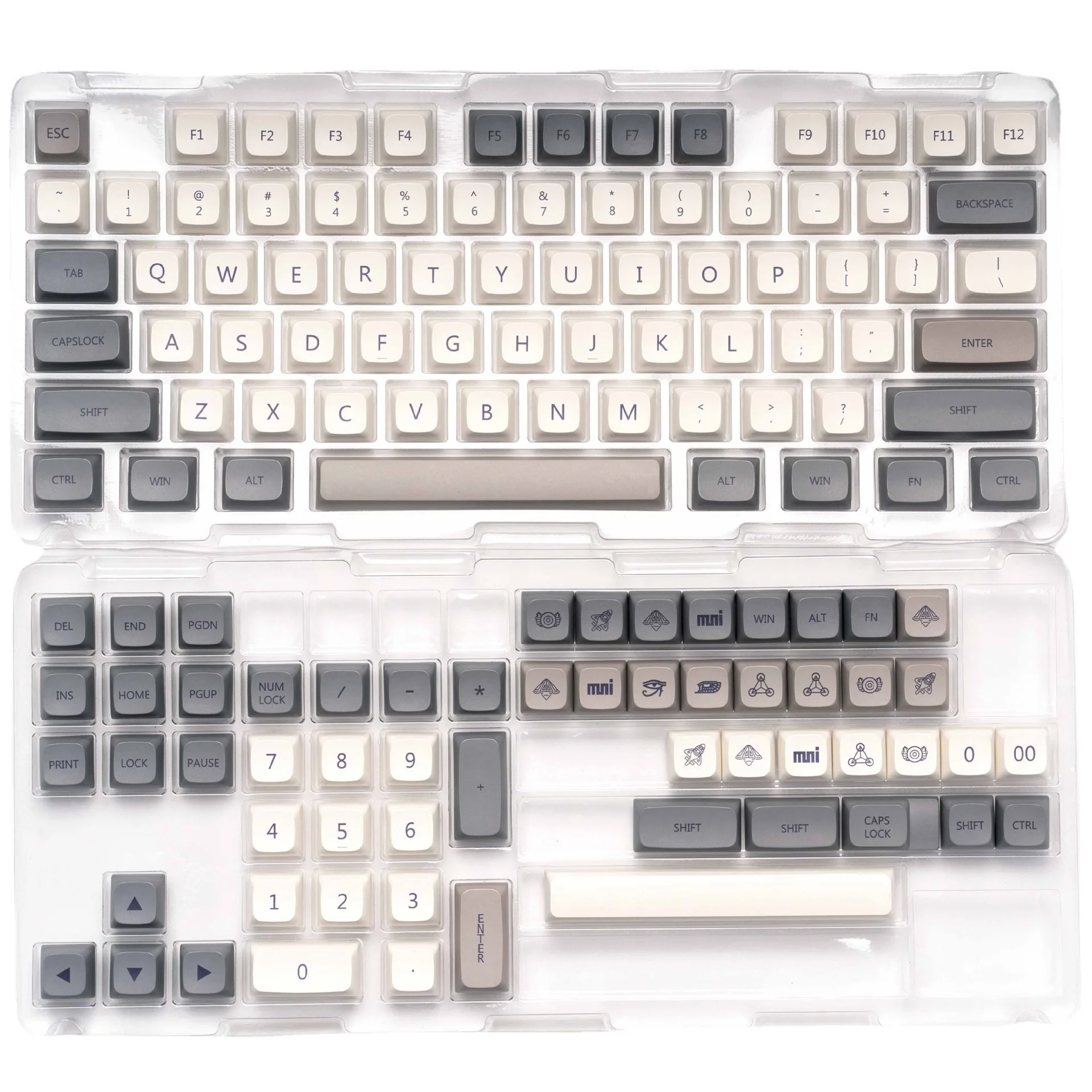 Teclas Xda Perfil Pbt Keycap Minimalista Branco Cinza Inglês Russo Japonês Coreano Keycaps para Interruptor mx Teclado Mecânico 133 - Imagem 2