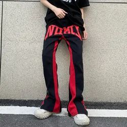 2023 Y2K Fashion Letter Embroidery Baggy Jeans Flare Pants Men Clothing Kanye Straight Women Hip Hop Long Trousers Ropa Hombre