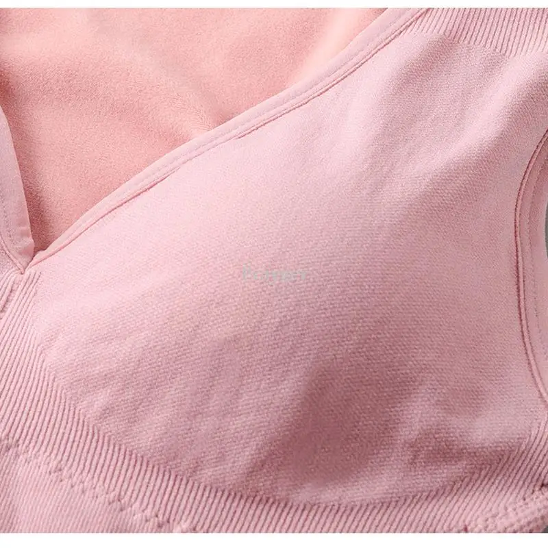 Women Thermal Underwear Velvet Vest Padded Bra Tank Tops Winter Warm Thick Sleeveless Innerwear