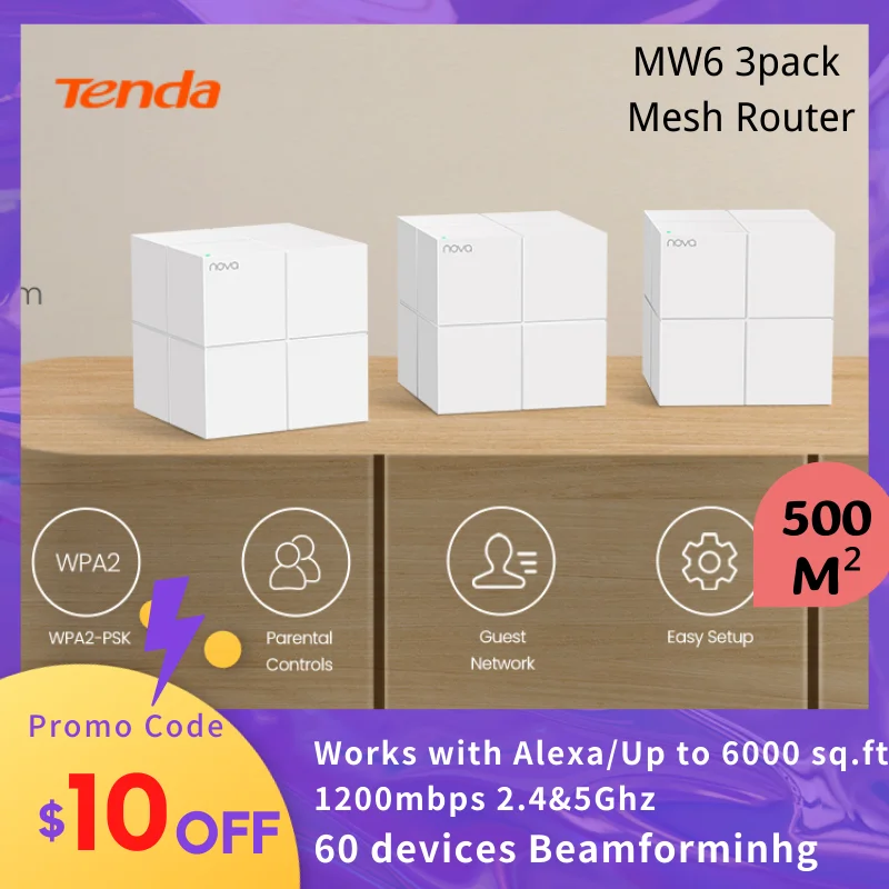 Tenda MW6 AC1200 Mesh WiFi Router 5Ghz Gigabit Router Tenda