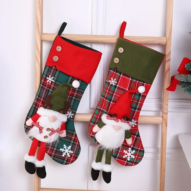 

Knitted Red Santa Snowman Three-dimensional Gift Bag Christmas Socks Children's Gift Bag Leg Warmers