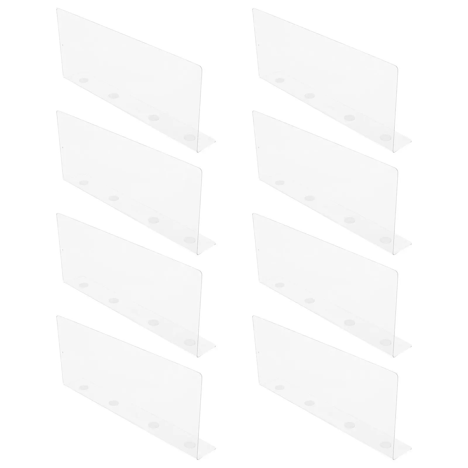 8Pcs 아크릴 선반 디바이더 투명한 투명한 옷장 정리함 스웨터 책 지갑 신발 28Cm를 위한 조절 가능한 공간 절약
