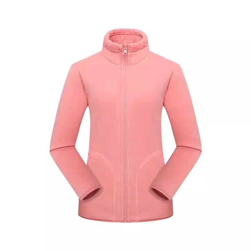 2024 Women's Outdoor Fleece Jacket With Fleece Zipper Cardigan, Double-sided Warm Jacket, Female Coral Fleece Jacket Inner Liner