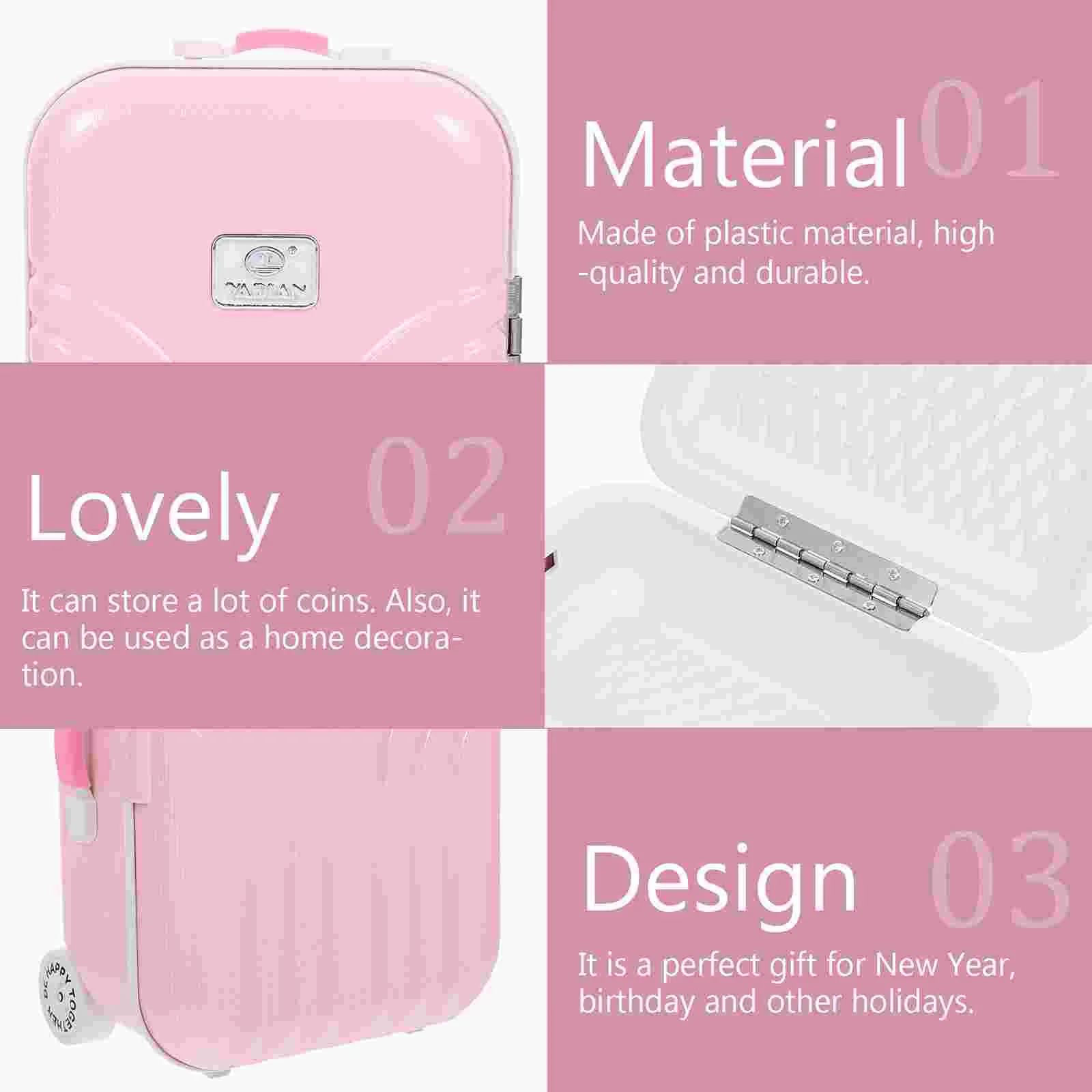 Portable Suitcase Piggy Bank Travel Girl Toy Plastic Stuffed Desktop Saving Pot 6
