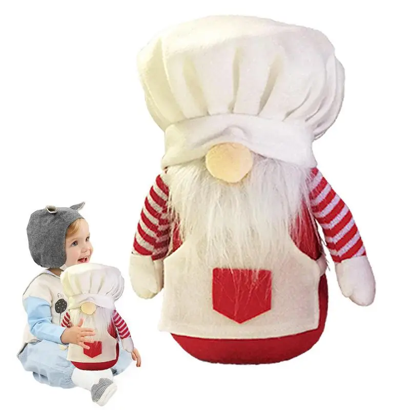 

Christmas Gnomes Plush Kitchen Chef Gnome Plush Handmade Elf Ornament Handmade Gnome Chef Elf Faceless Doll For Family Christmas