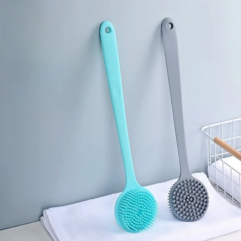 Double-Sided Silicone Back Scrubber Long Handle Long Handle Body Bath Brush Mud Back Scrubber Shower Massage Exfoliation Brush 2