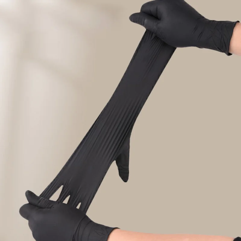 Black Nitrile Gloves Thickened Durable Waterproof Nitrile Gloves Household Cleaning Car Repair Hair Dyeing Tattoo Tools 20/50PCS