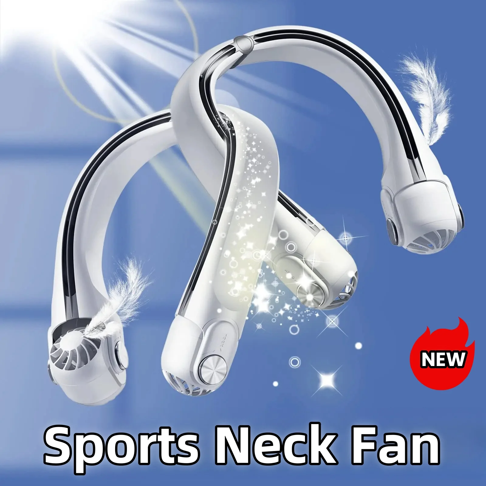 2024 New Outdoor Sports Portable Neck Fan 3-Gears Speed Adjustable Angle Fast Cooling 2400mAh Long-lasting Silent Turbine Fan 1