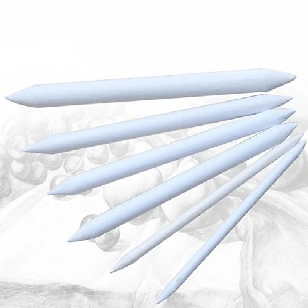 6Pcs 종이 아트 드로잉 연필 그루터기 스케치 파스텔 블렌딩 얼룩 Tortillon 그림자 어두운 영역 스톰프 컬러 페인트 브러시