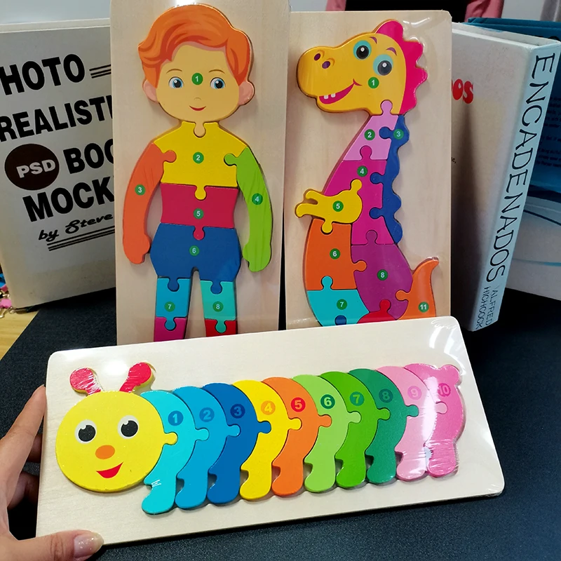Wooden Puzzle Kids Animals Vehicles Pattern Learning Educational Toys