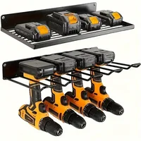 1pc Wall-mounted Utility Rack Power Tool Organizer Heavy Duty Metal Tool Shelf Drill Wall Mounted Storage Rack Tool Storage Orga 2