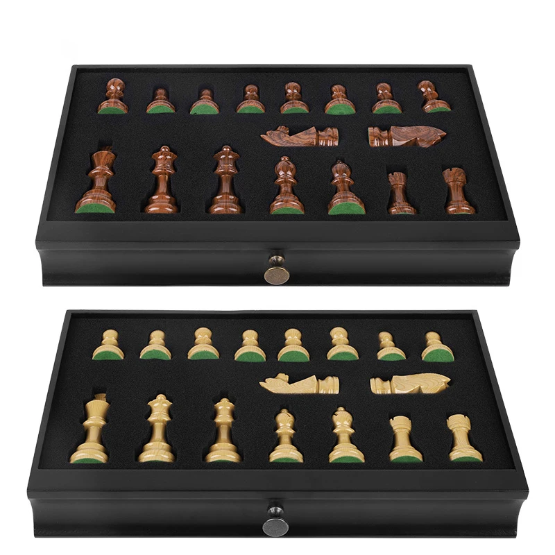 Wysoka profesjonalna jakość szachy luksusowa szachownica z litego drewna skandynawski Retro szachy dekoracje rodzinne gry stołowe dla dzieci