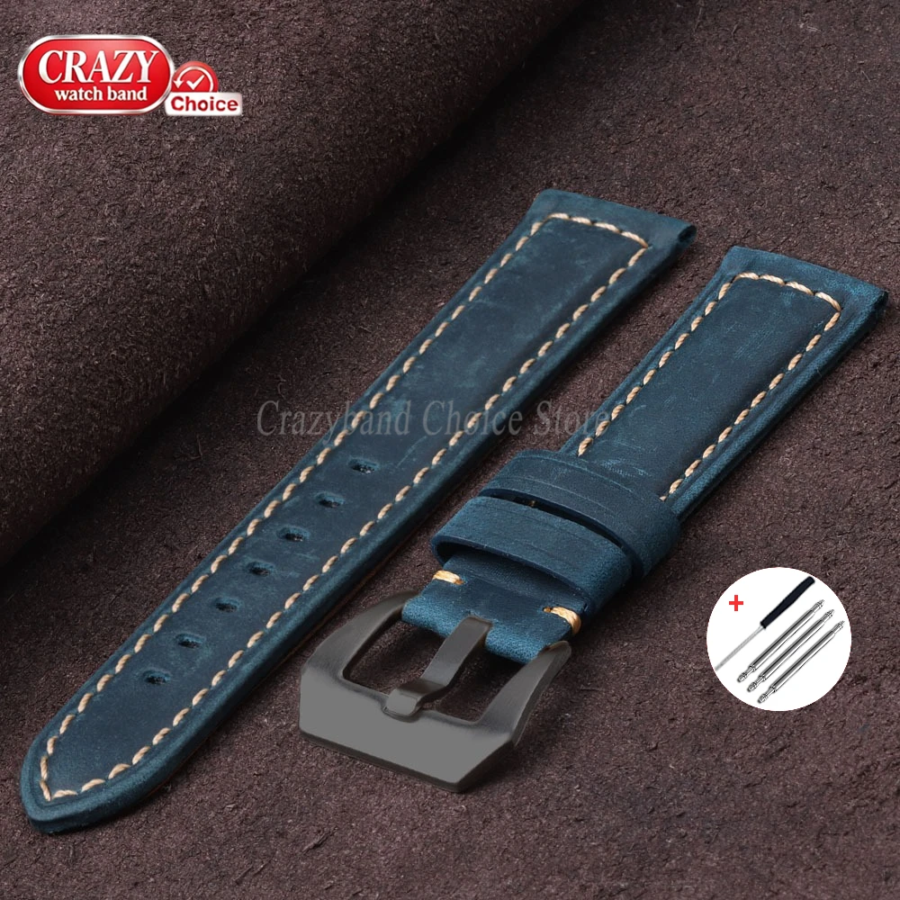 Calfskin Leather Sport Watch Band - Crazy Horse Finish, Universal Fit