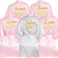 Peignoir de mariage personnalisé avec nom et Date, en fausse soie, pour mariée, demoiselle d'honneur, pour enterrement de vie de jeune fille 6