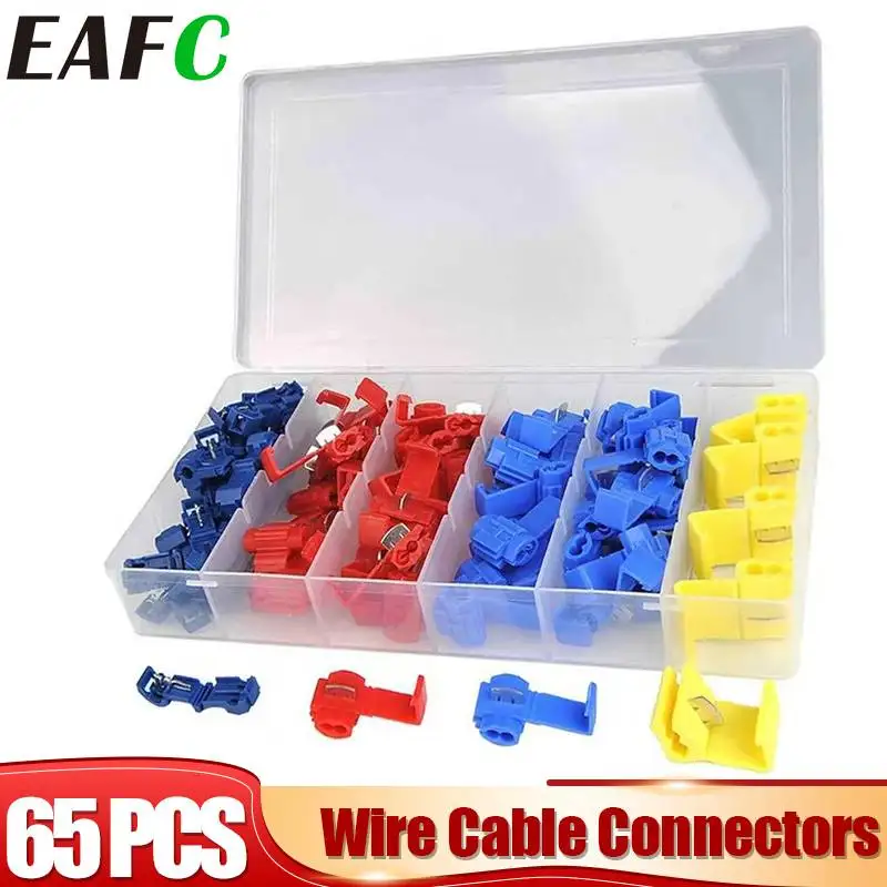 Connettori per cavi elettrici Scotch Lock EAFC, terminali a giunzione rapida, crimpatura non distruttiva per cavi, auto, barche, motociclette, 65 pezzi