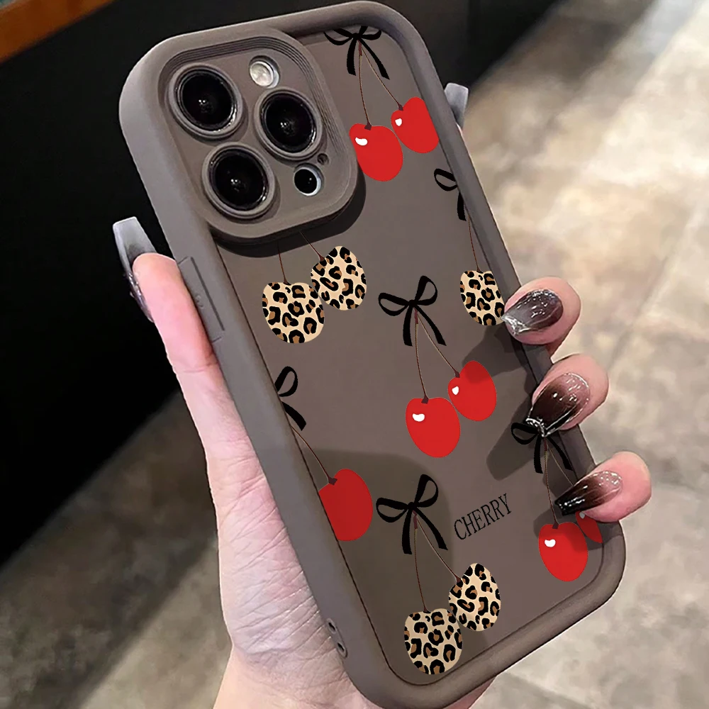 Vibrant ColorBlock Leopard & Cherries Phone Case Cover