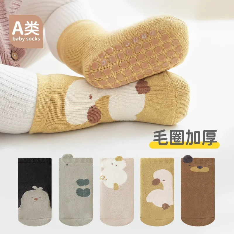 

Winter Wool Thickened Baby Floor Socks Non-slip Baby Socks Newborn Class A Children's Cotton Socks Cute and Sweet