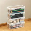 1Pc Large Clear Plastic Storage Boxes with Hinged Lids Perfect for Pens Pencils Crafts Ideal Back To School Office Organizer 1