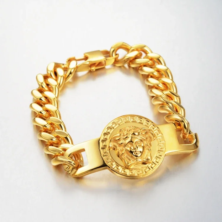 

Star style European and American hip-hop trendy nightclub fashion men's and women's titanium steel Greek mythology bracelet