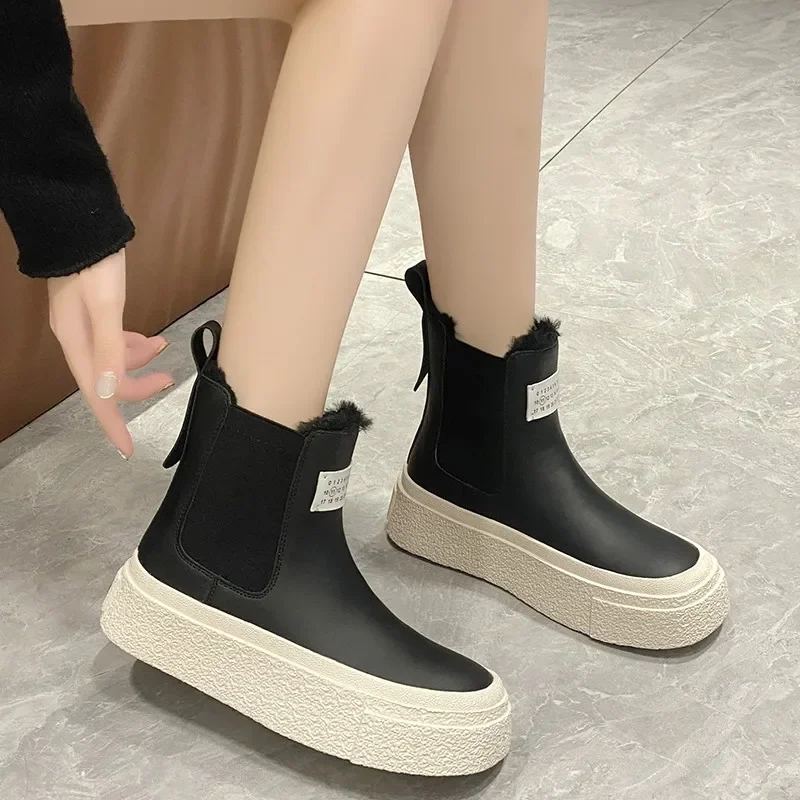 

Новые зимние ботинки, женские осенне-зимние хлопковые ботинки на платформе, Новая повседневная женская обувь, короткие ботинки, женские ботинки в британском стиле