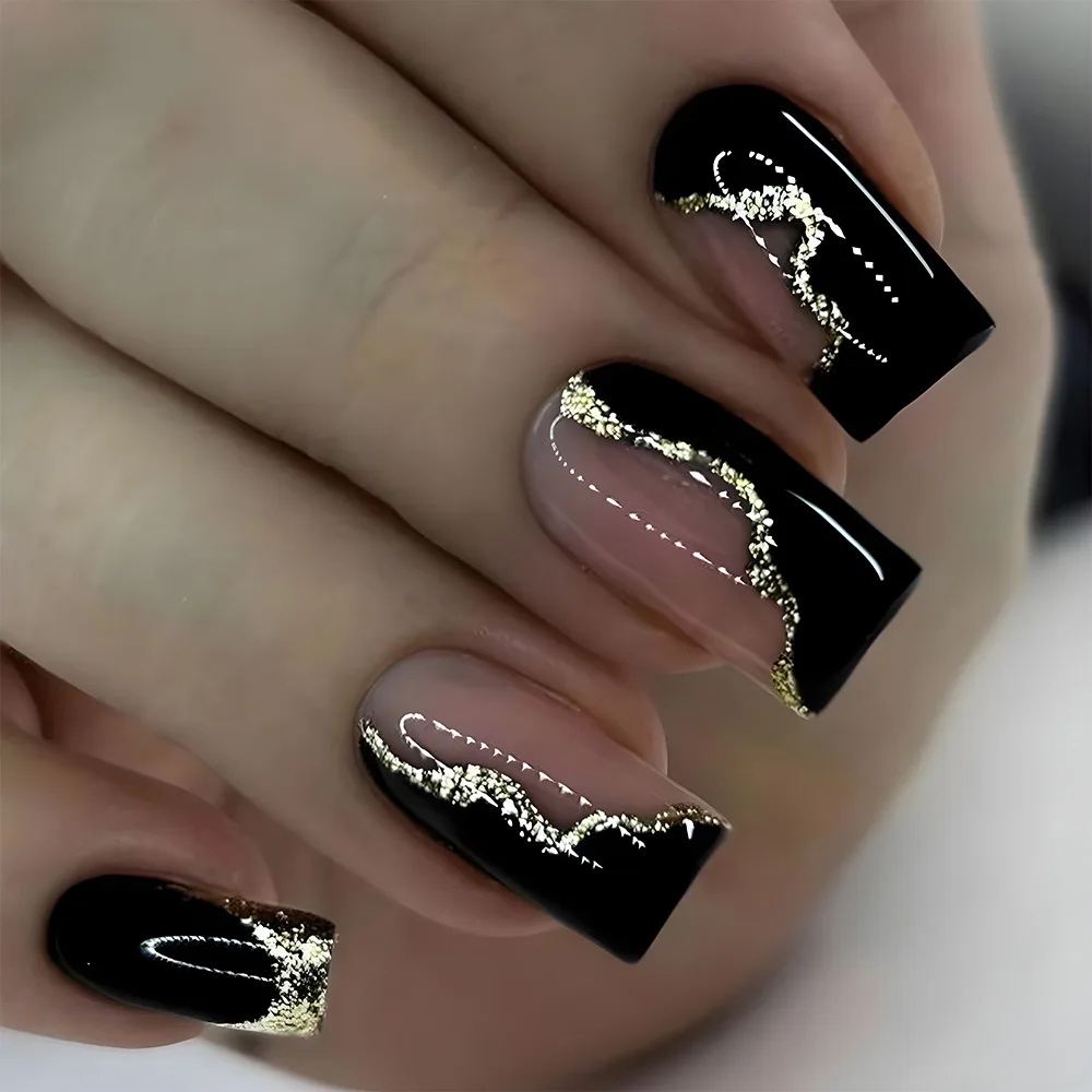 Gold flake and black✨ Love how these Cancun nails turned out! . . @val... |  TikTok