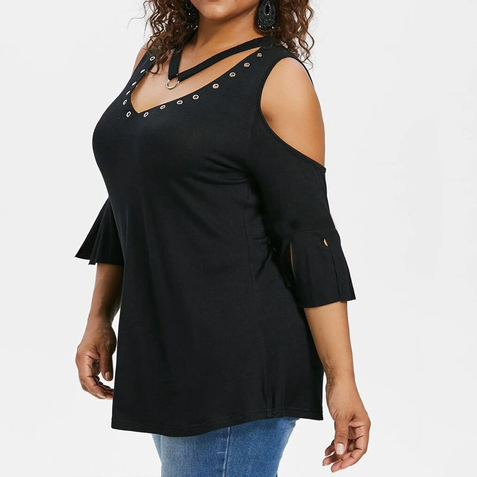 

Long Sleeve Women Running Womens V Neck Half Sleeve Top Lace Sleeves Fashion Top T Shirt Ladies Tops 5x Polyester Spandex Top