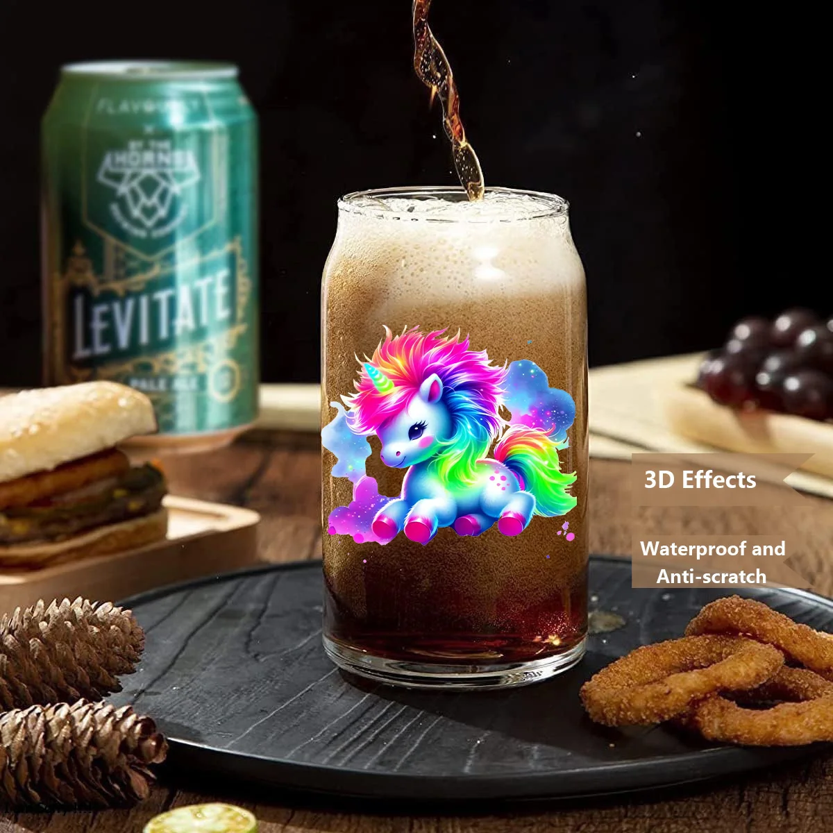 Colorful Unicorn Series easy peel waterproof DIY Decals Retro Beauty 3D transfers uvdtf crystal sticker 16oz uv dtf cup wraps