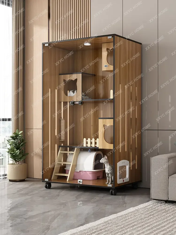 Cat Villa Cage Home Indoor Cattery House Cabinet Large Space Nest