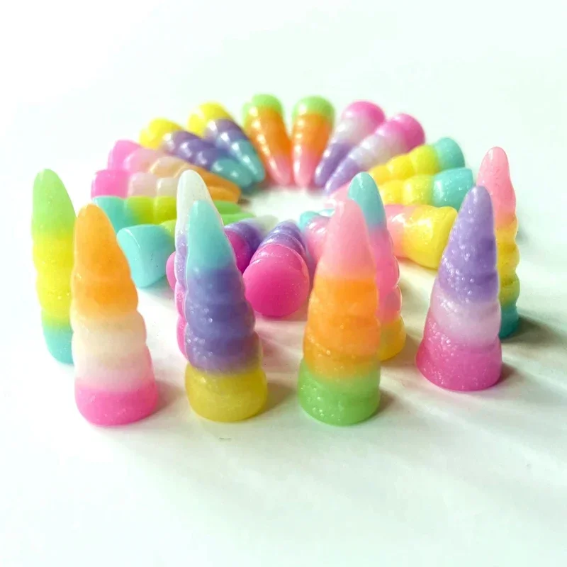 Resin Crafts Accessories 30Pcs/lots 3D 10*24mm Rainbow Gold Unicorn Corn Colorful Resin DIY Crafts Home Decorations Accessories Appliques Supply