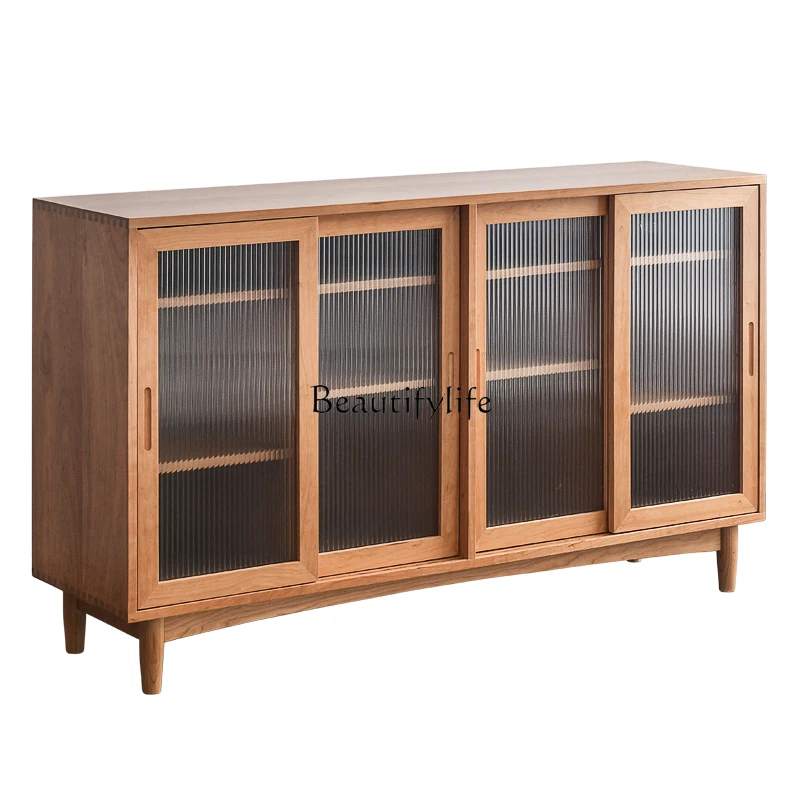 Solid Wood Dining Side Locker Large Capacity Liquor Cabinet