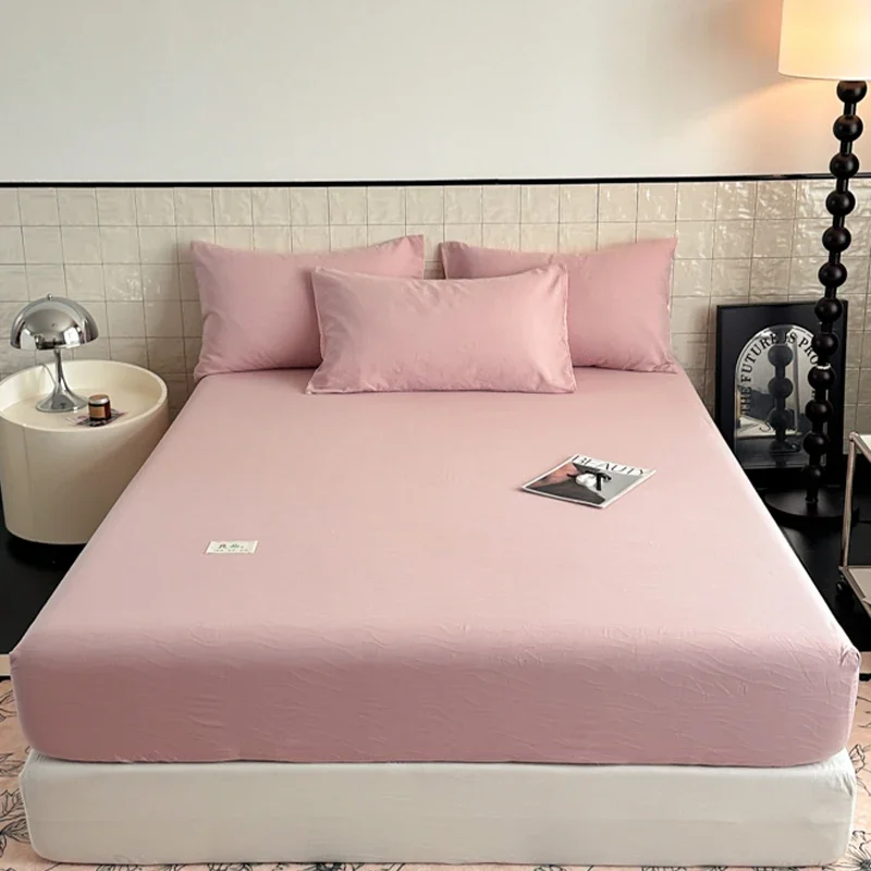 solid color mattress single piece pure cotton mattress cover sheet non-slip all-inclusive mattress Simmons protective cover 6