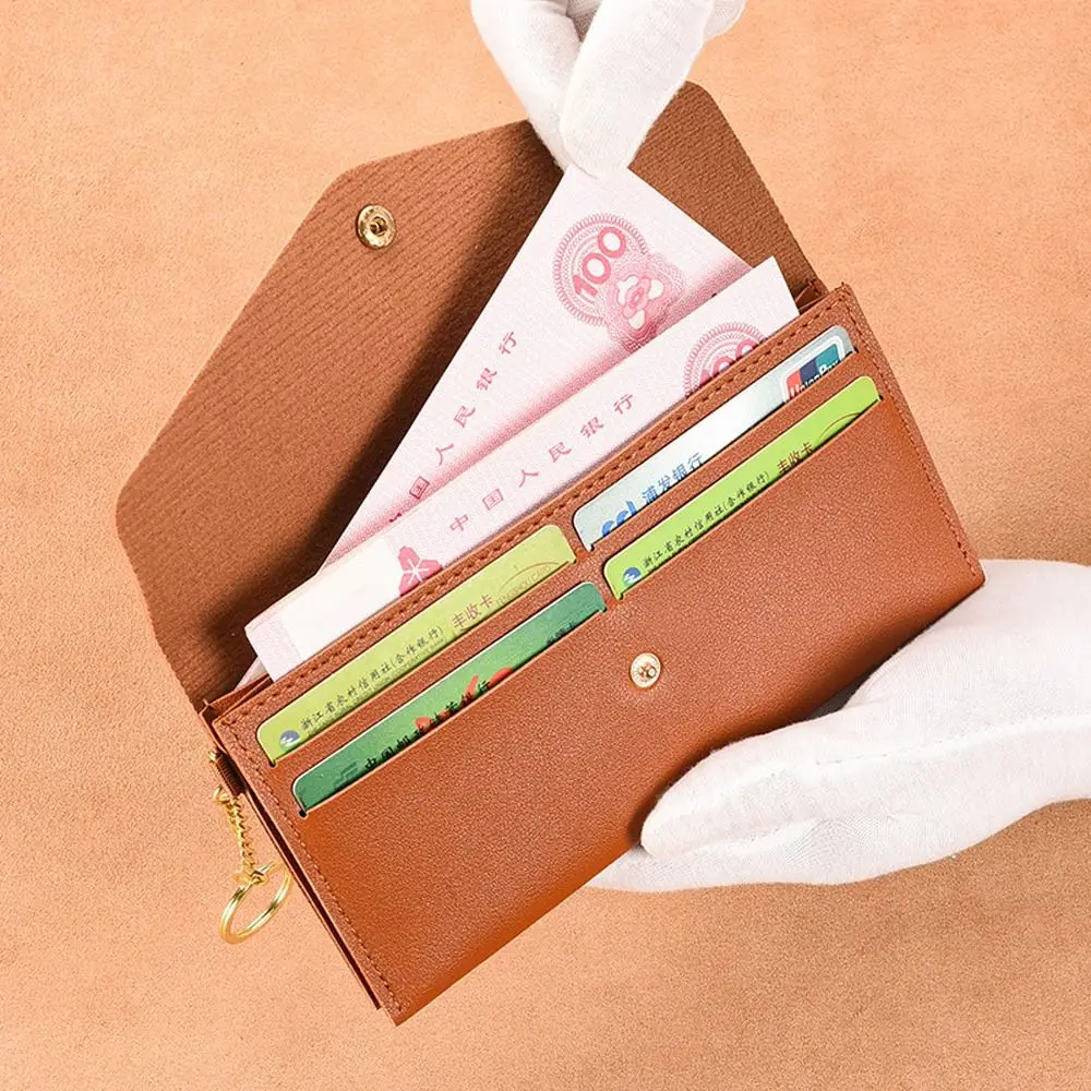 New Fashion Retro Envelope Wallets for Women PU Leather Purses Simple Solid Card Holder Phone Pouch Lady Clutch Coin Purse 3